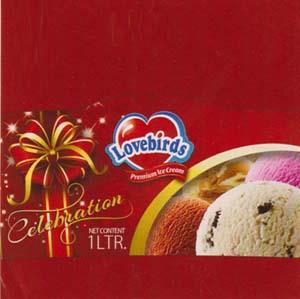 LOVE BIRDS PREMIUM ICE CREAM (and logo) trademark logo
