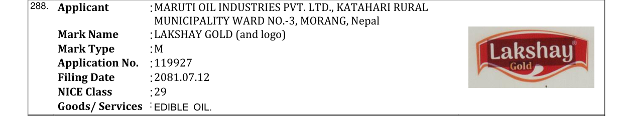 Original bulletin entry for LAKSHAY GOLD (and logo)