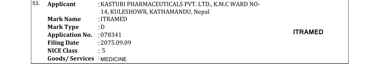 Original bulletin entry for ITRAMED