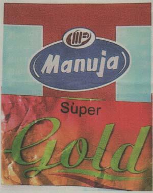 MANUJA SUPER GOLD (and logo) trademark logo