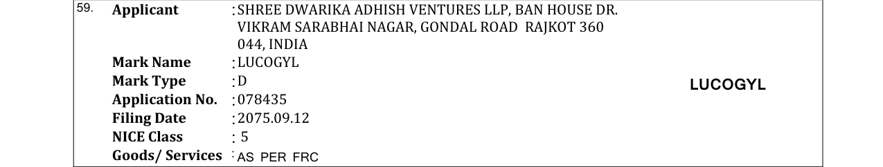 Original bulletin entry for LUCOGYL