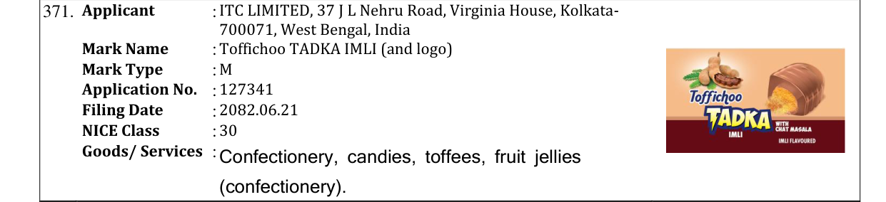 Original bulletin entry for Toffichoo TADKA IMLI (and logo)