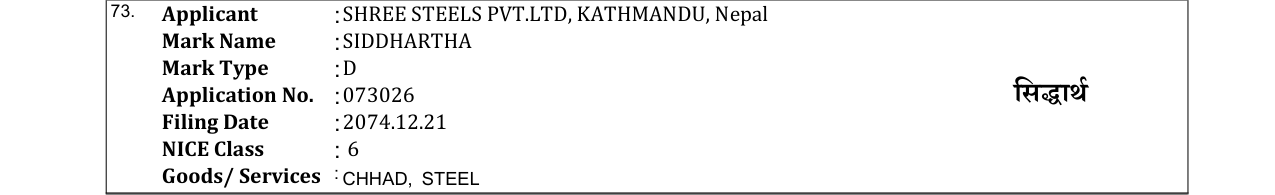 Original bulletin entry for SIDDHARTHA