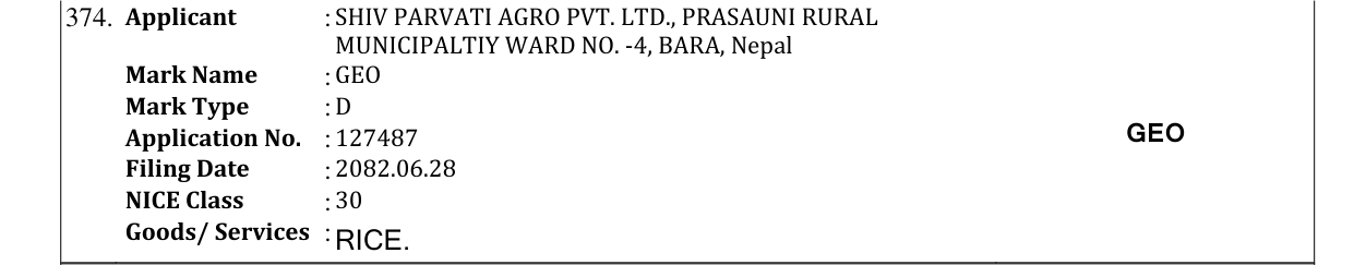 Original bulletin entry for GEO