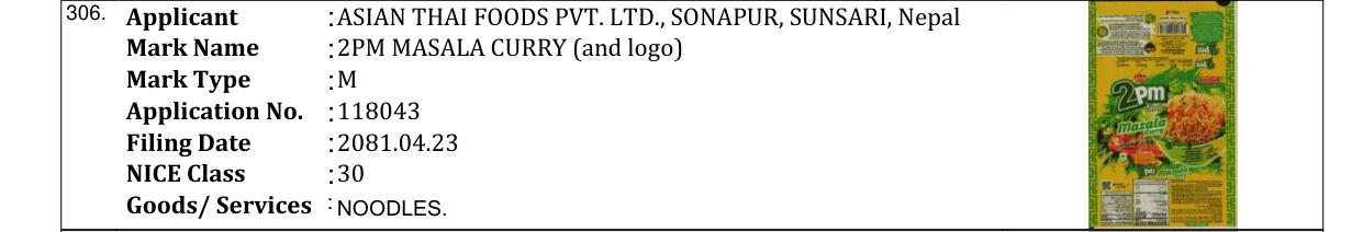 Original bulletin entry for 2PM MASALA CURRY (and logo)
