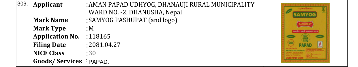 Original bulletin entry for SAMYOG PASHUPAT (and logo)