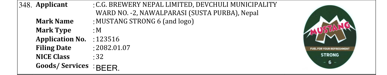 Original bulletin entry for MUSTANG STRONG 6 (and logo)