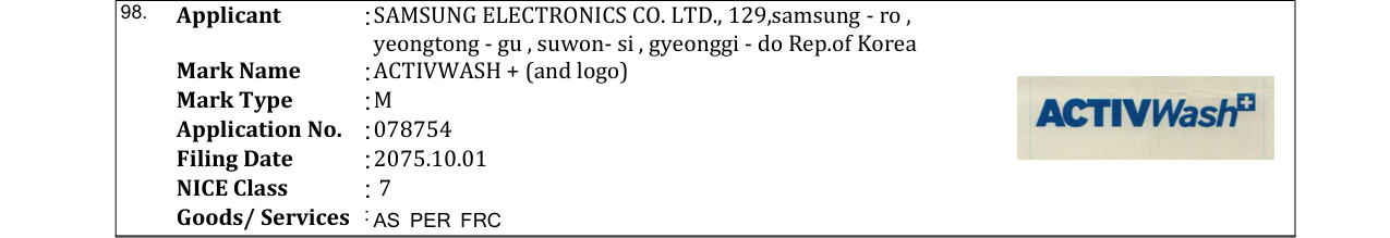 Original bulletin entry for ACTIVWASH + (and logo)