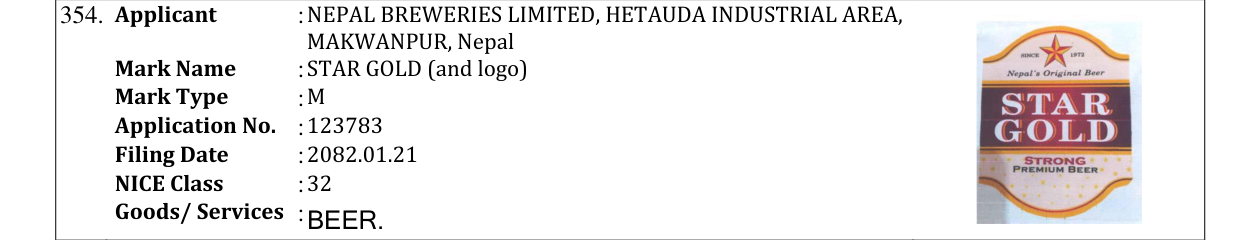 Original bulletin entry for STAR GOLD (and logo)