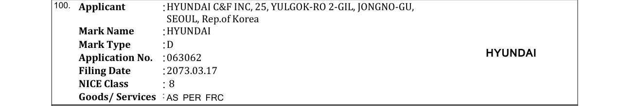 Original bulletin entry for HYUNDAI