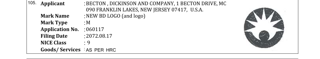 Original bulletin entry for NEW BD LOGO (and logo)