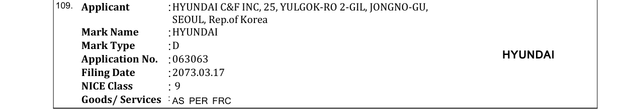 Original bulletin entry for HYUNDAI