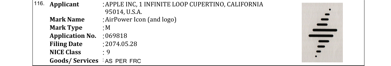 Original bulletin entry for AirPower Icon (and logo)