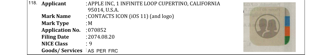 Original bulletin entry for CONTACTS ICON (iOS 11) (and logo)