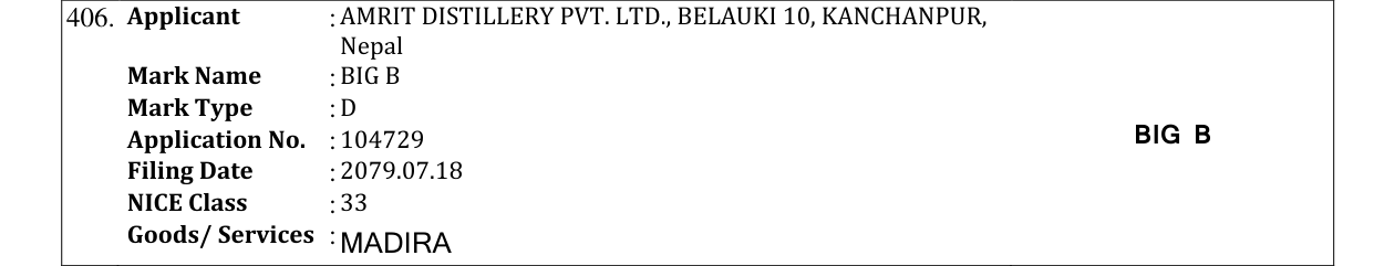 Original bulletin entry for BIG B