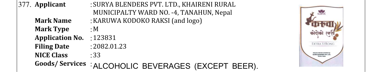 Original bulletin entry for KARUWA KODOKO RAKSI (and logo)