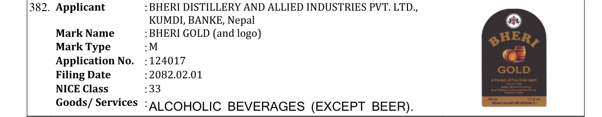 Original bulletin entry for BHERI GOLD (and logo)