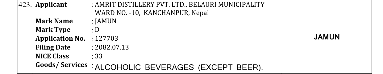 Original bulletin entry for JAMUN