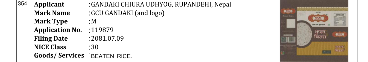 Original bulletin entry for GCU GANDAKI (and logo)