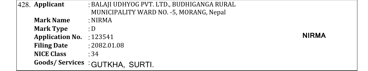Original bulletin entry for NIRMA