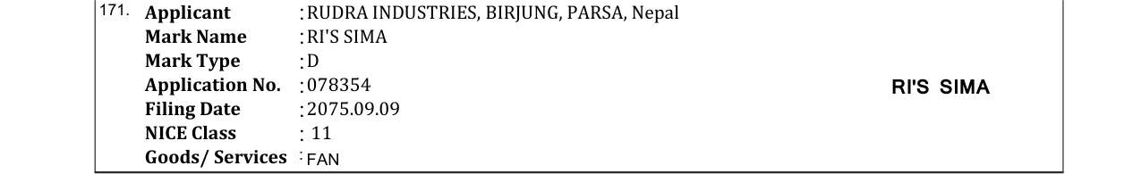 Original bulletin entry for RI'S SIMA
