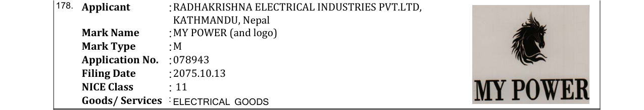 Original bulletin entry for MY POWER (and logo)