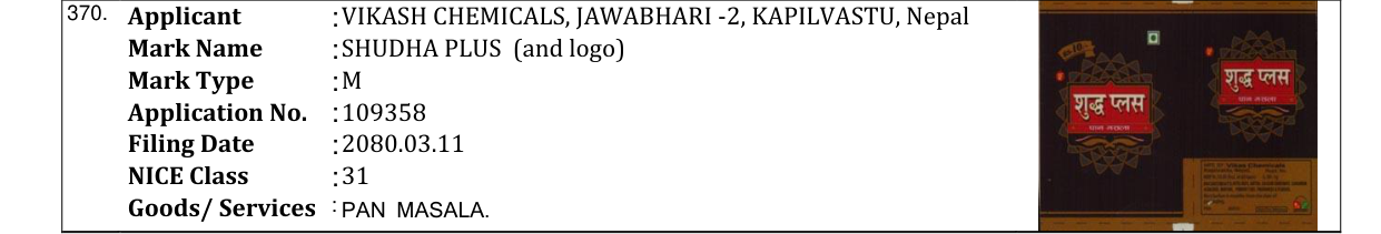 Original bulletin entry for SHUDHA PLUS (and logo)