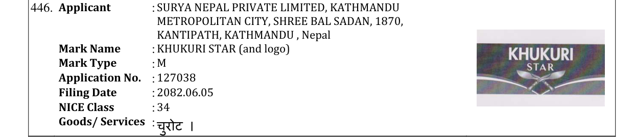 Original bulletin entry for KHUKURI STAR (and logo)