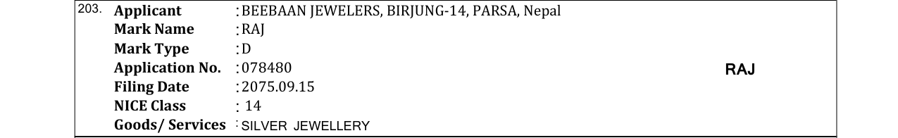 Original bulletin entry for RAJ