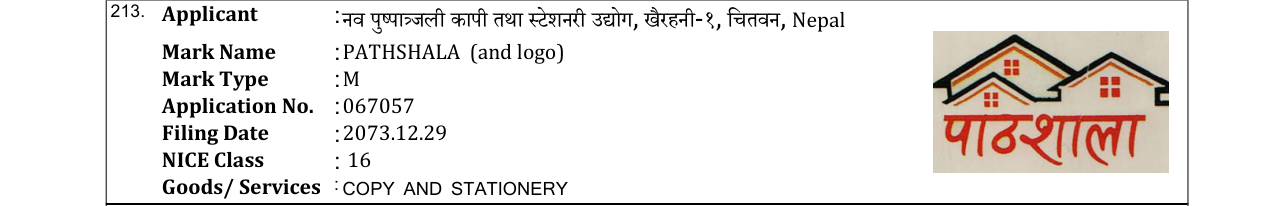 Original bulletin entry for PATHSHALA (and logo)