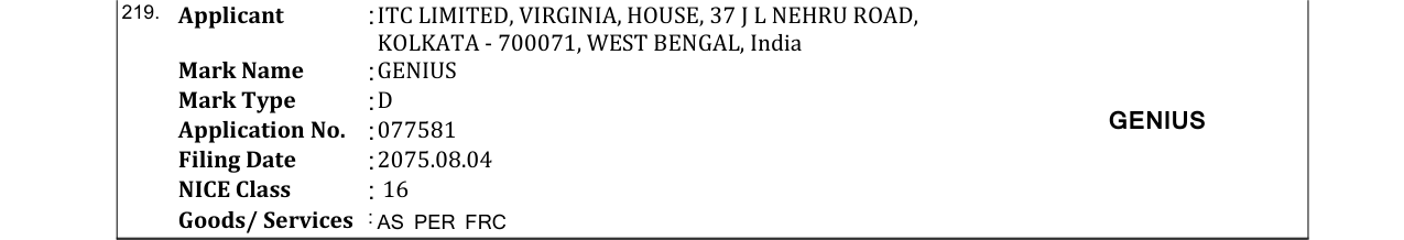Original bulletin entry for GENIUS
