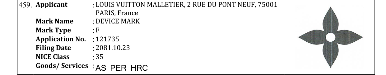 Original bulletin entry for DEVICE MARK