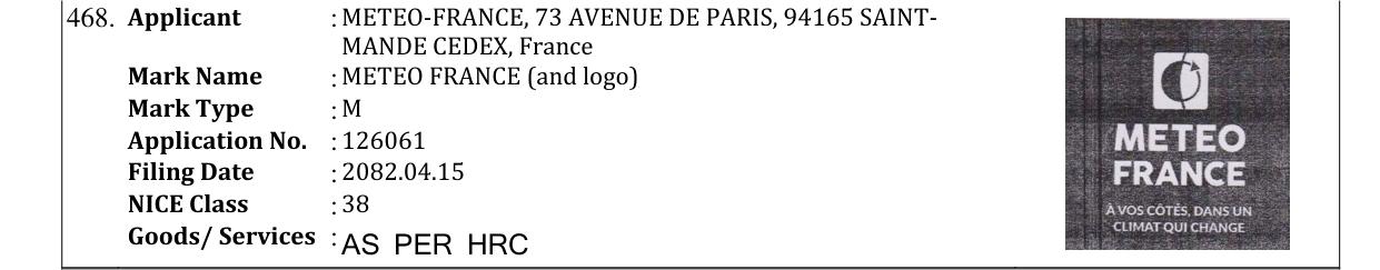Original bulletin entry for METEO FRANCE (and logo)