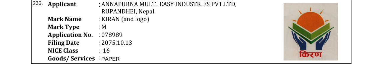 Original bulletin entry for KIRAN (and logo)