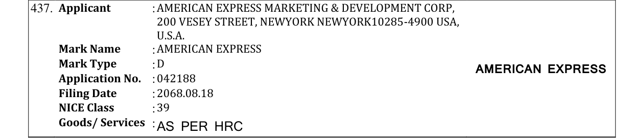 Original bulletin entry for AMERICAN EXPRESS