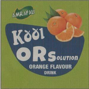 AMRAPALI KOOL OR SOLUTION ORANGE FLAVOUR DRINK (and logo) trademark logo
