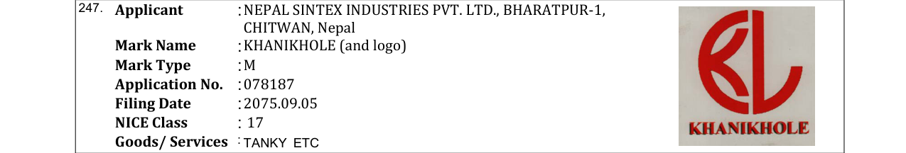 Original bulletin entry for KHANIKHOLE (and logo)