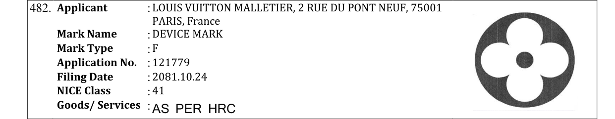 Original bulletin entry for DEVICE MARK