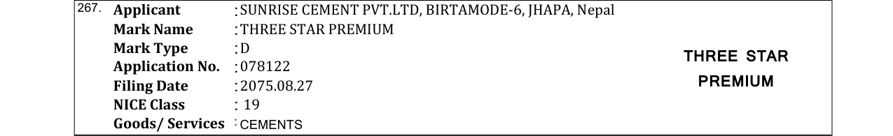 Original bulletin entry for THREE STAR PREMIUM
