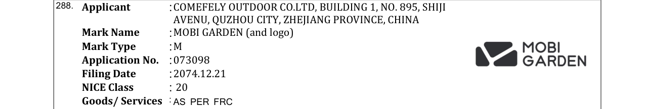 Original bulletin entry for MOBI GARDEN (and logo)