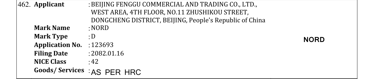 Original bulletin entry for NORD