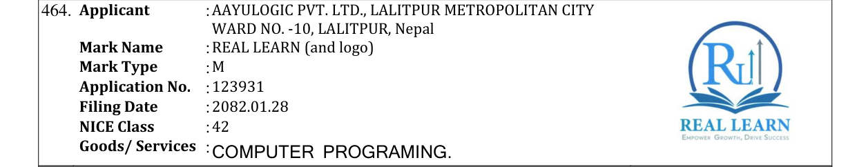 Original bulletin entry for REAL LEARN (and logo)