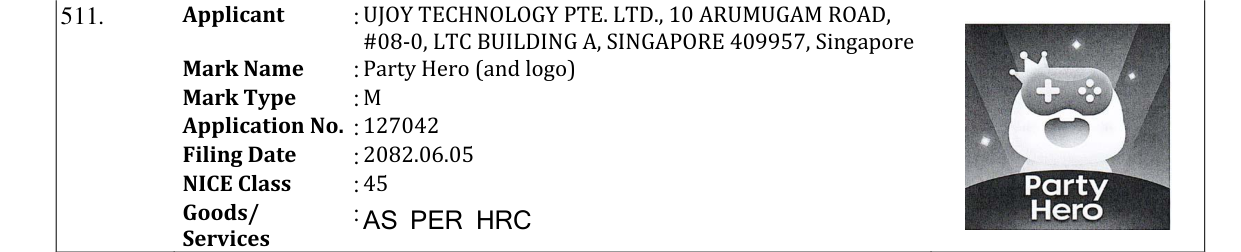 Original bulletin entry for Party Hero (and logo)
