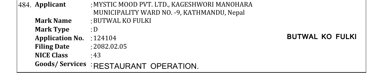 Original bulletin entry for BUTWAL KO FULKI