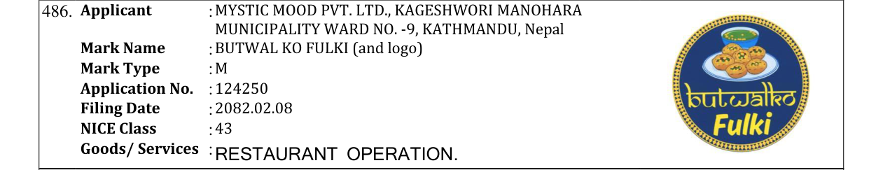 Original bulletin entry for BUTWAL KO FULKI (and logo)