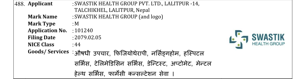Original bulletin entry for SWASTIK HEALTH GROUP (and logo)