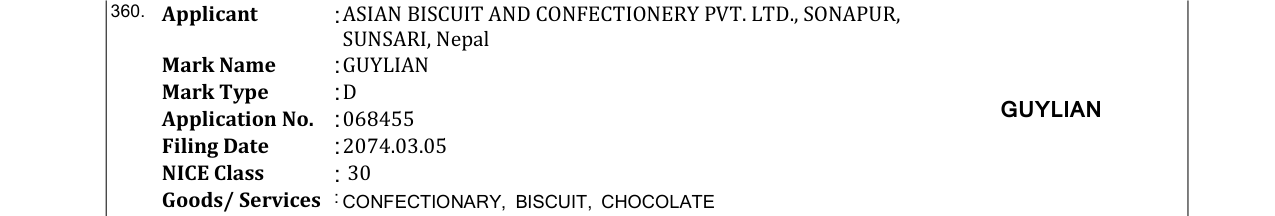 Original bulletin entry for GHIRADELLI