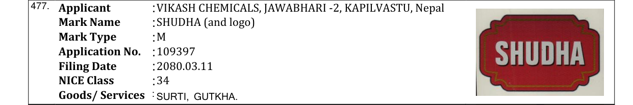 Original bulletin entry for SHUDHA (and logo)