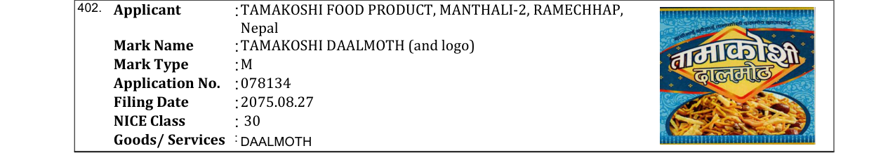 Original bulletin entry for SHUBHANGI GOLD (and logo)