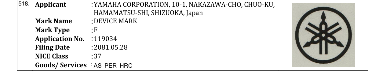 Original bulletin entry for DEVICE MARK